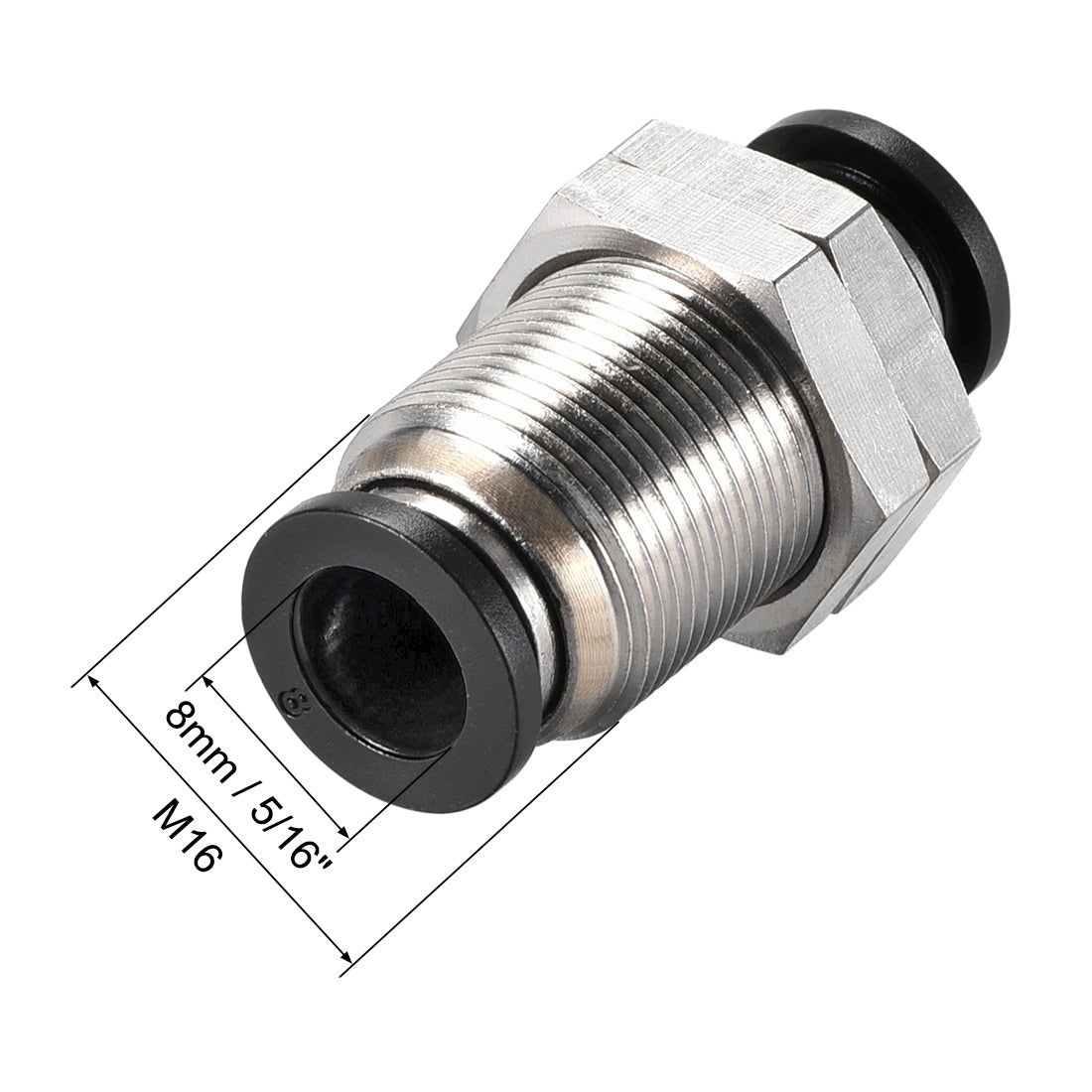 uxcell Uxcell Straight Pneumatic Push to Quick Connect Fittings Bulkhead Union 8mm Tube OD X 8mm Tube OD 2pcs