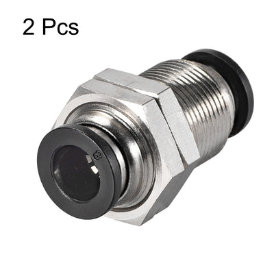 Harfington Uxcell Straight Pneumatic Push to Quick Connect Fittings Bulkhead Union 8mm Tube OD X 8mm Tube OD 2pcs