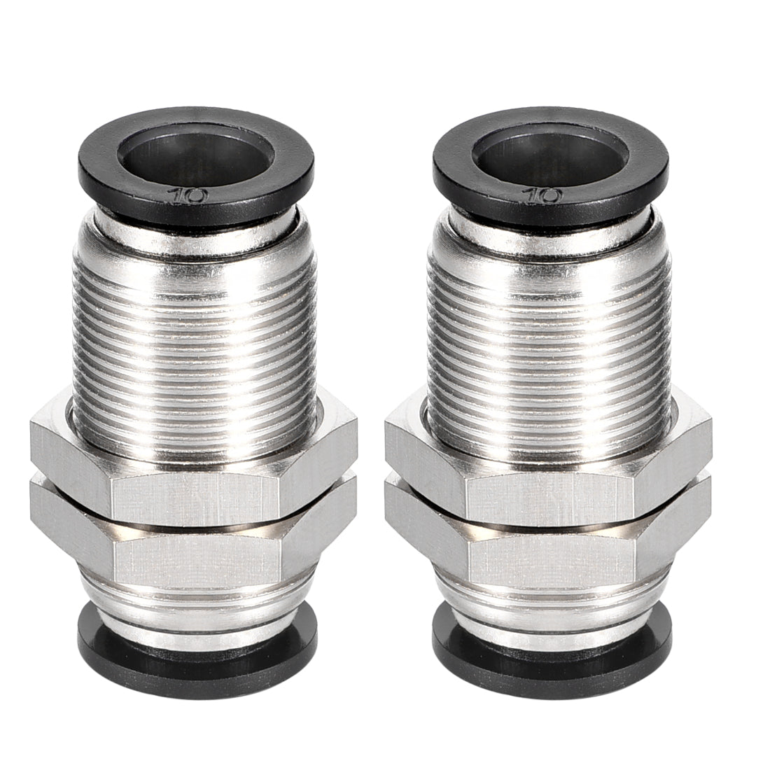 uxcell Uxcell Straight Pneumatic Push to Quick Connect Fittings Bulkhead Union 10mm Tube OD X 10mm Tube OD 2pcs