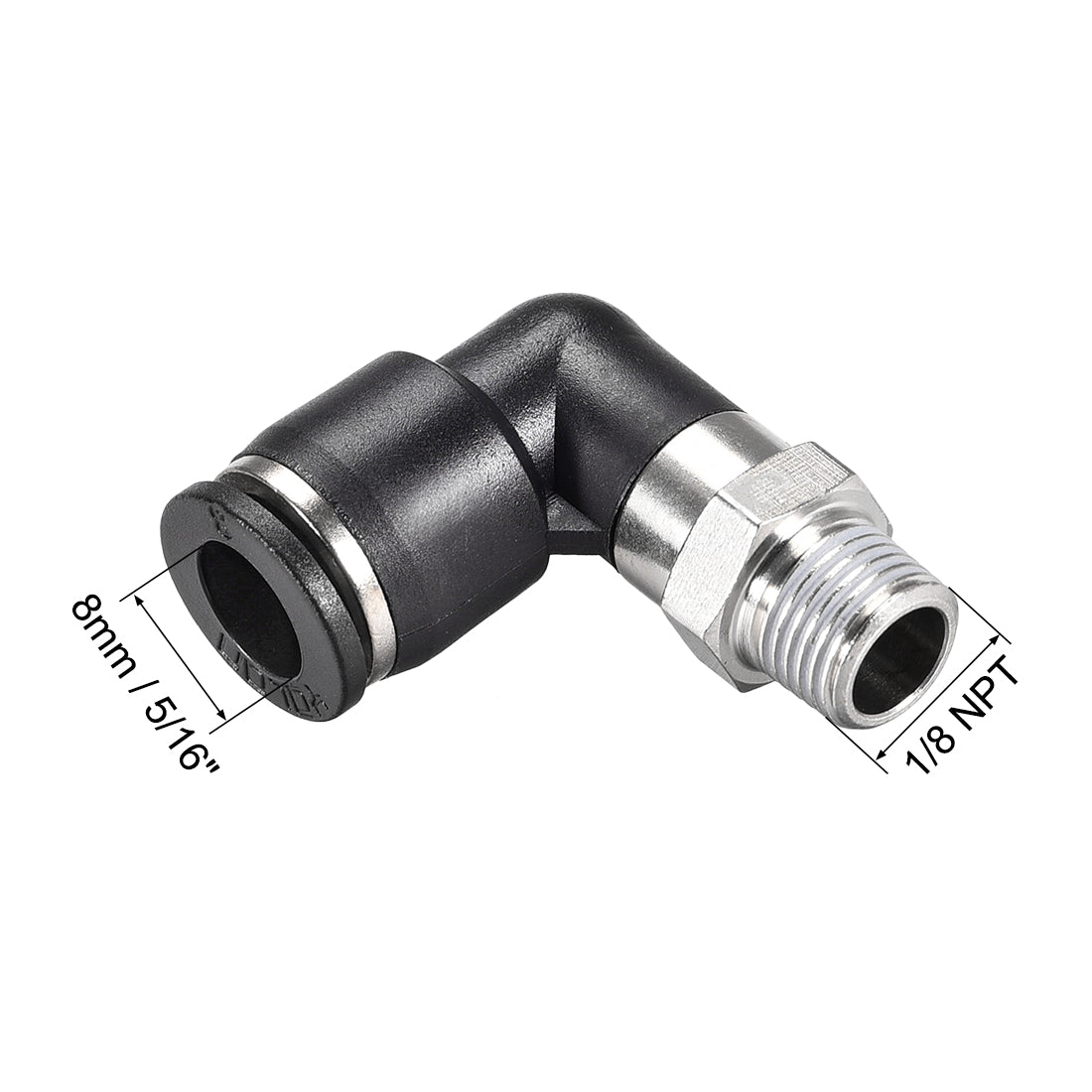 Harfington Push to Connect Tube Fitting Male Elbow 8mm Tube OD x 1/8 NPT Thread Pneumatic Air Push Fit Lock Fitting 2pcs