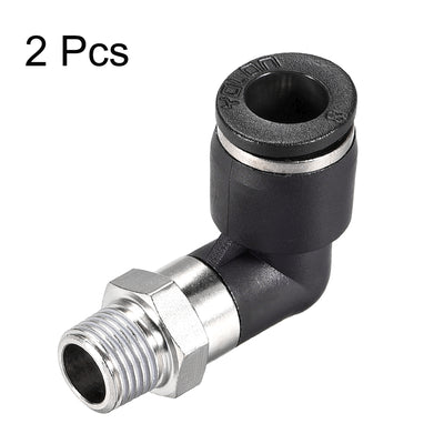 Harfington Push to Connect Tube Fitting Male Elbow 8mm Tube OD x 1/8 NPT Thread Pneumatic Air Push Fit Lock Fitting 2pcs