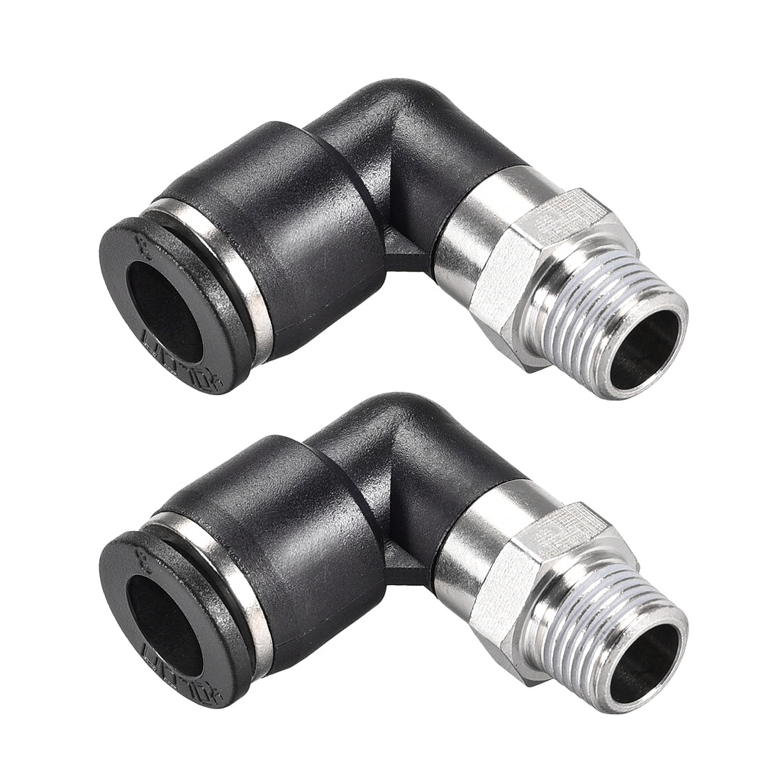 Harfington Push to Connect Tube Fitting Male Elbow 8mm Tube OD x 1/8 NPT Thread Pneumatic Air Push Fit Lock Fitting 2pcs