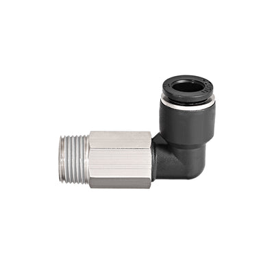 Harfington Uxcell 10mm Tube To 3/8 NPT Push Lock Elbows L Shape Air Fittings