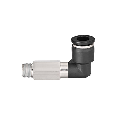 Harfington Uxcell 8mm Tube to 1/8 NPT Push Lock Elbows L Shape Air Fittings