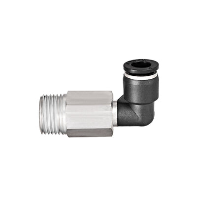 Harfington Uxcell 8mm Tube To 3/8 NPT Push Lock Elbows L Shape Air Fittings 2pcs