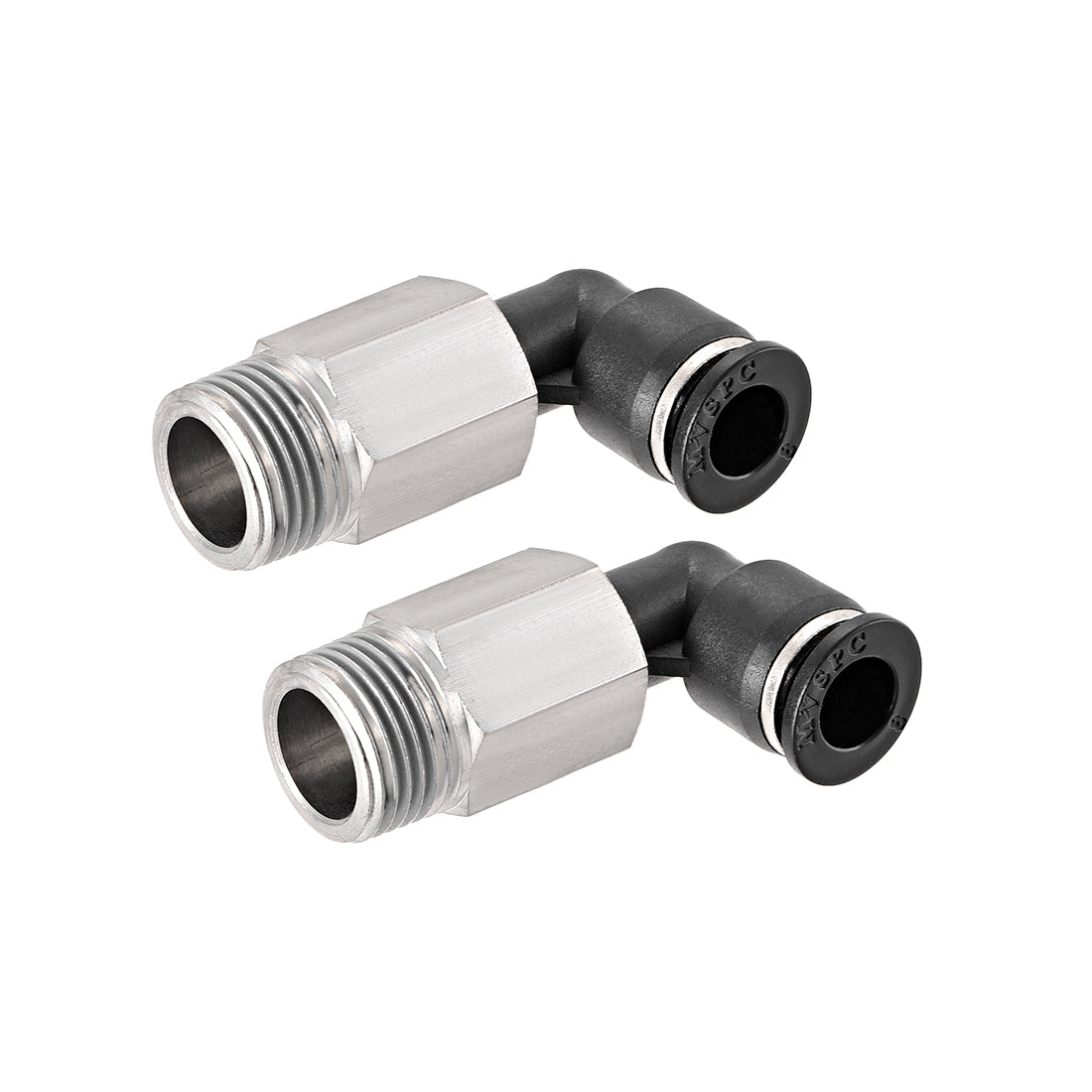 uxcell Uxcell 8mm Tube To 3/8 NPT Push Lock Elbows L Shape Air Fittings 2pcs