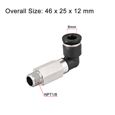 Harfington 6mm Tube To 1/8 NPT Push Lock Elbows L Shape Air Fittings 2pcs