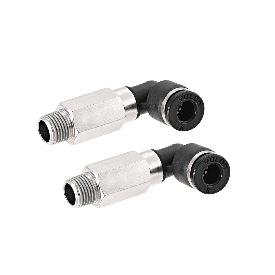 Harfington 6mm Tube To 1/8 NPT Push Lock Elbows L Shape Air Fittings 2pcs