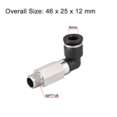 Harfington Uxcell 6mm Tube To 1/8 NPT Push Lock Elbows L Shape Air Fittings 3pcs