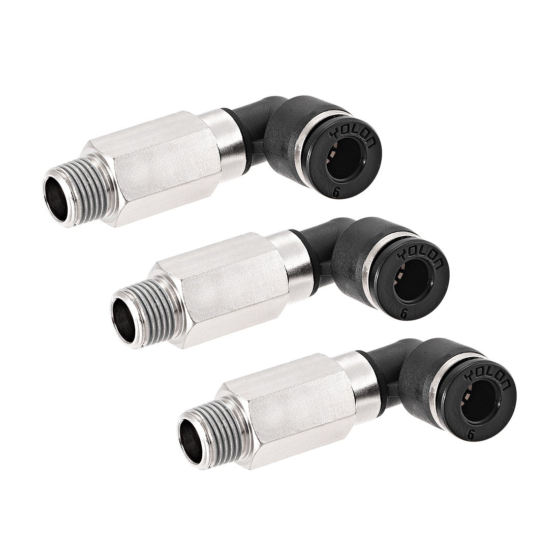uxcell Uxcell 6mm Tube To 1/8 NPT Push Lock Elbows L Shape Air Fittings 3pcs