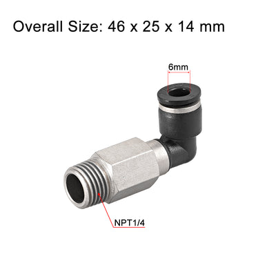 Harfington 6mm Tube To 1/4 NPT Push Lock Elbows L Shape Air Fittings