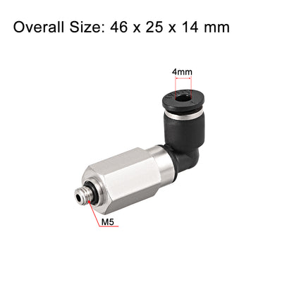 Harfington Uxcell 4mm Tube To M5 Push Lock Elbows L Shape Air Fittings