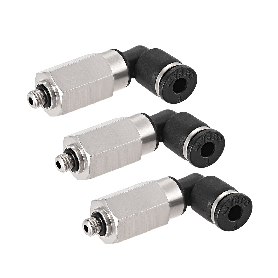 Harfington 4mm Tube To M5 Push Lock Elbows L Shape Air Fittings 3pcs
