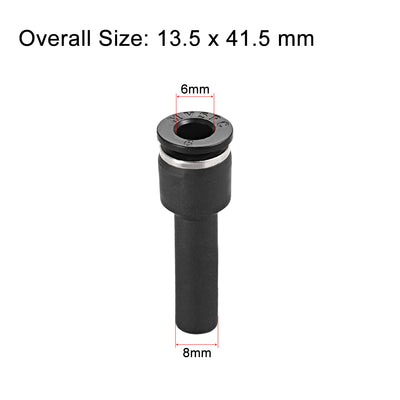 Harfington Uxcell 6mm Push Lock Tube Fitting, End OD 8mm Quick Link Air Fittings 4pcs