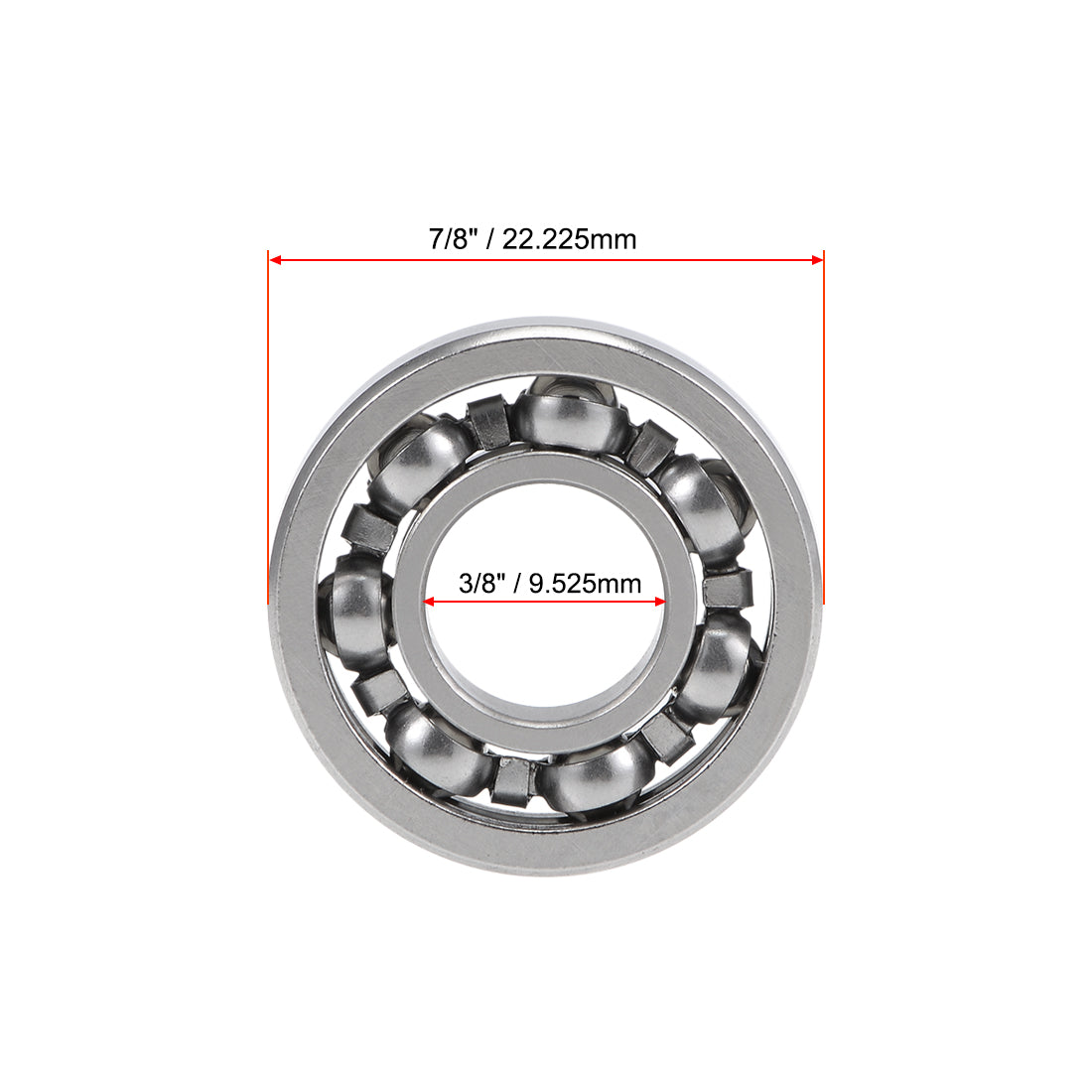 uxcell Uxcell R6 Deep Groove Ball Bearing 3/8"x7/8"x7/32" Open Type Z2 Lever Bearings 10pcs