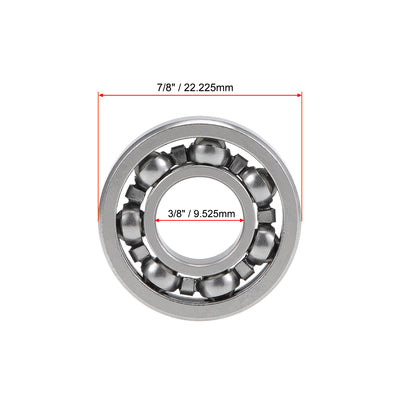 Harfington Uxcell R6 Deep Groove Ball Bearing 3/8"x7/8"x7/32" Open Type Z2 Lever Bearings 10pcs