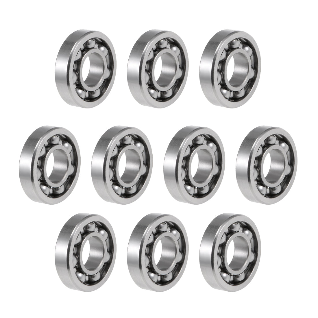 uxcell Uxcell R6 Deep Groove Ball Bearing 3/8"x7/8"x7/32" Open Type Z2 Lever Bearings 10pcs