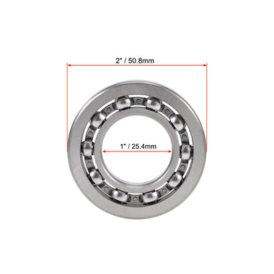 Harfington Uxcell R16 Deep Groove Ball Bearing 1"x2"x3/8" Open Type Z2 Lever Bearings 2pcs