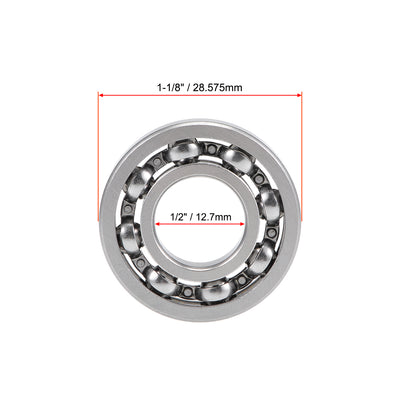 Harfington Uxcell R8 Deep Groove Ball Bearings 1/2"x1-1/8"x1/4" Open Type Chrome Steel Z2 10pcs