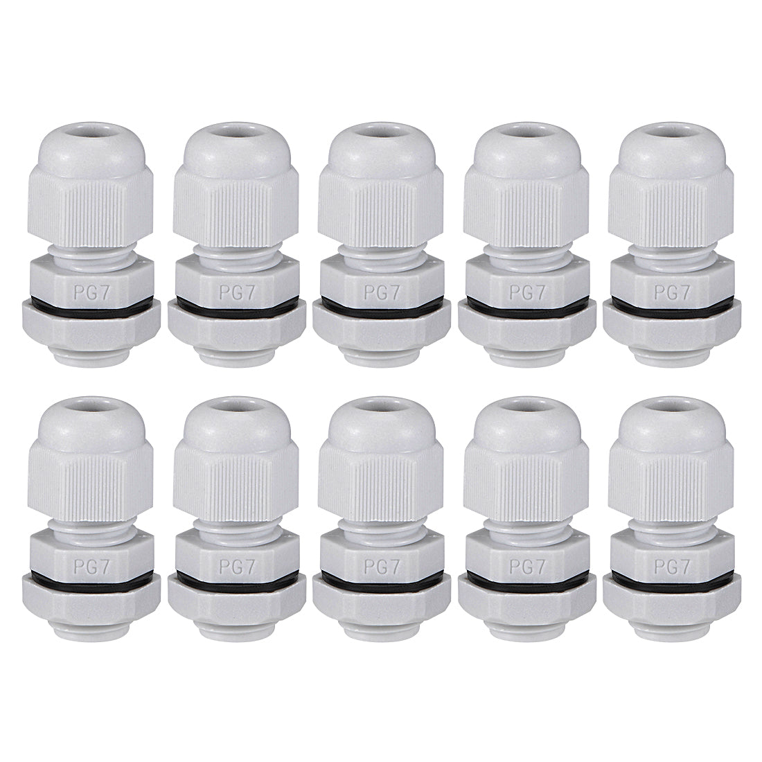 Harfington Cable Gland Waterproof Plastic Conenector Adjustable Locknut 10pcs