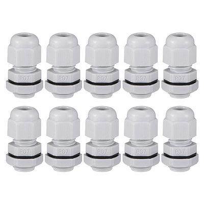 Harfington Cable Gland Waterproof Plastic Conenector Adjustable Locknut 10pcs