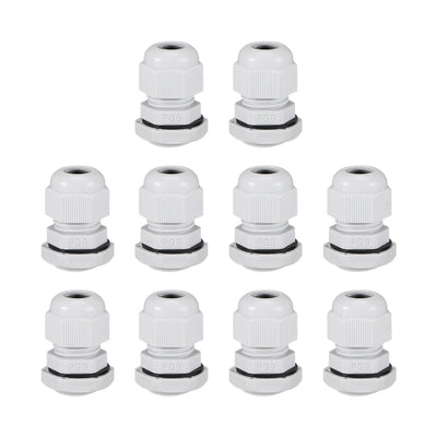 Harfington Cable Gland Waterproof Plastic Conenector Adjustable Locknut 10pcs