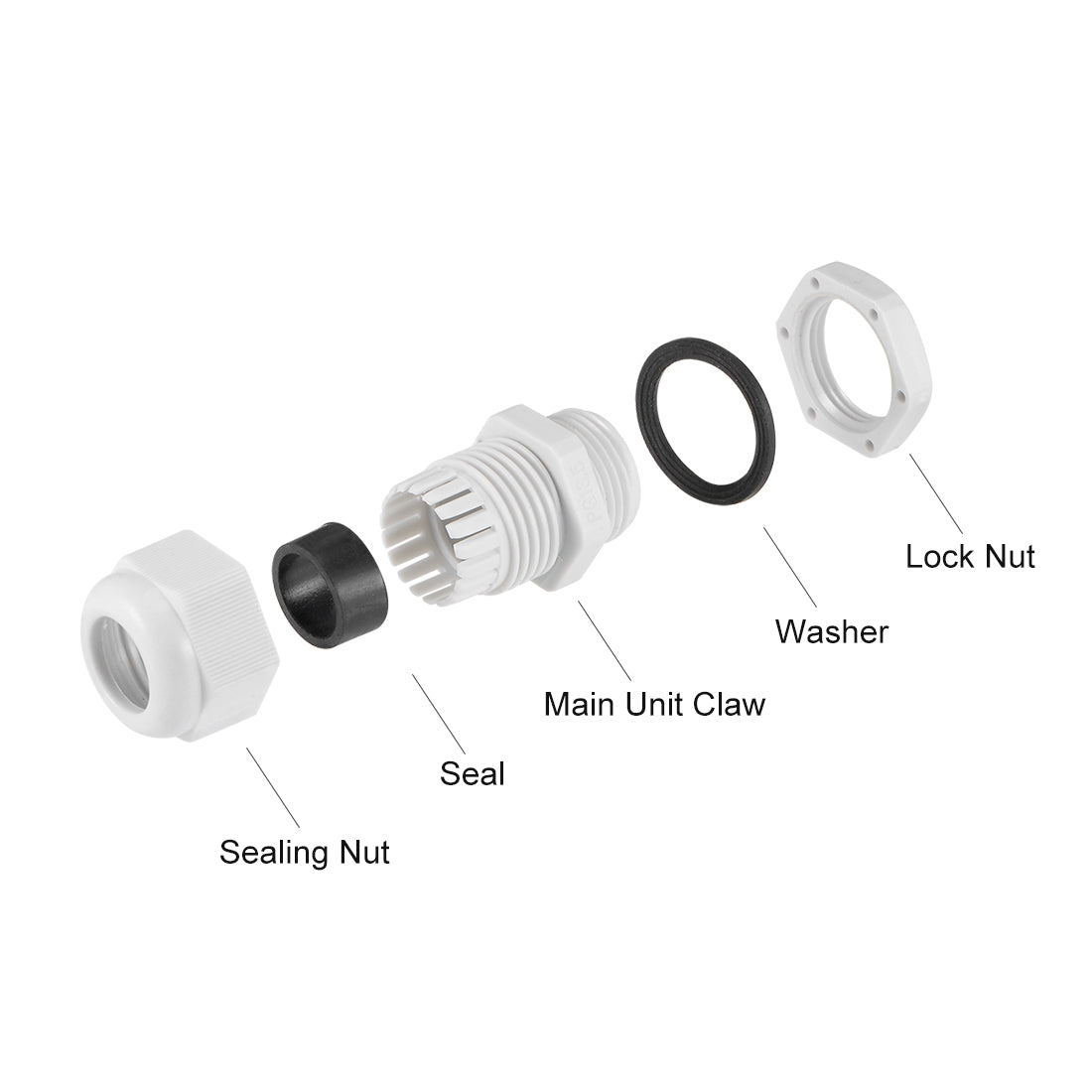 Harfington Cable Gland Waterproof Plastic Conenector Adjustable Locknut 10pcs