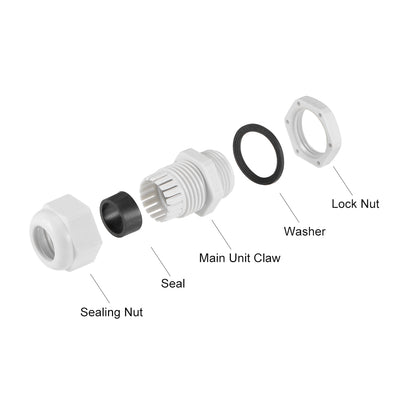Harfington Cable Gland Waterproof Plastic Conenector Adjustable Locknut 10pcs