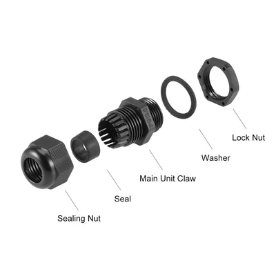 Harfington Cable Gland Waterproof Plastic Conenector Adjustable Locknut 10pcs