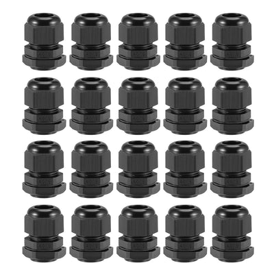 uxcell Uxcell PG16 Cable Gland 10mm-13mm Wire Hole Waterproof Nylon Joint Adjustable Locknut with Washer Black 20pcs