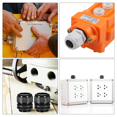 Harfington Cable Gland Waterproof Plastic Conenector Adjustable Locknut 10pcs