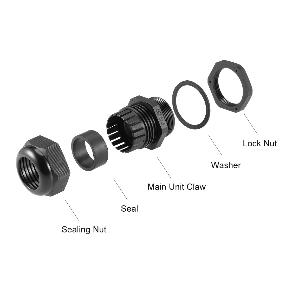 Harfington Cable Gland Waterproof Plastic Conenector Adjustable Locknut 6pcs