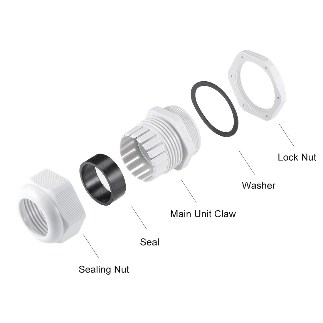 Harfington Cable Gland Waterproof Plastic Conenector Adjustable Locknut 6pcs