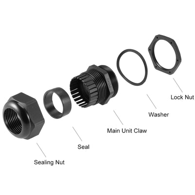 Harfington Cable Gland Waterproof Plastic Connector Adjustable Locknut 3pcs