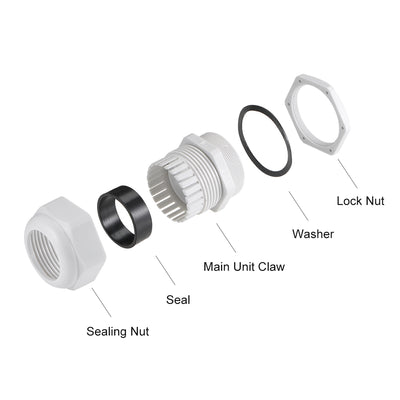 Harfington Cable Gland Waterproof Plastic Connector Adjustable Locknut 3pcs