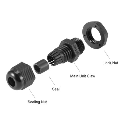 Harfington Uxcell Cable Gland Waterproof Nylon Joint Adjustable Locknut 5pcs