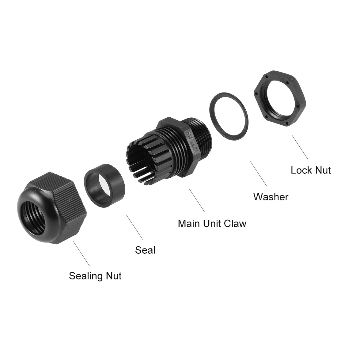 uxcell Uxcell Cable Gland Waterproof Nylon Joint Adjustable Locknut 5pcs