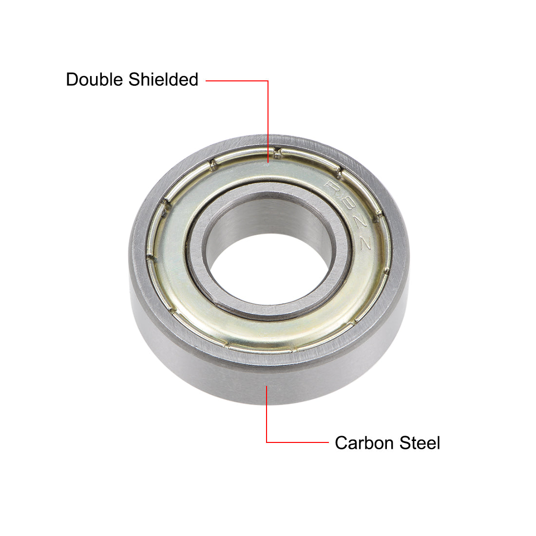 uxcell Uxcell R8ZZ Deep Groove Ball Bearings Z2 1/2 x 1-1/8 x 5/16inch Double Shielded Carbon Steel 10pcs