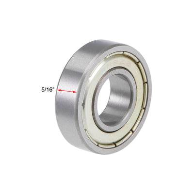 Harfington Uxcell R8ZZ Deep Groove Ball Bearings Z2 1/2 x 1-1/8 x 5/16inch Double Shielded Carbon Steel 5pcs