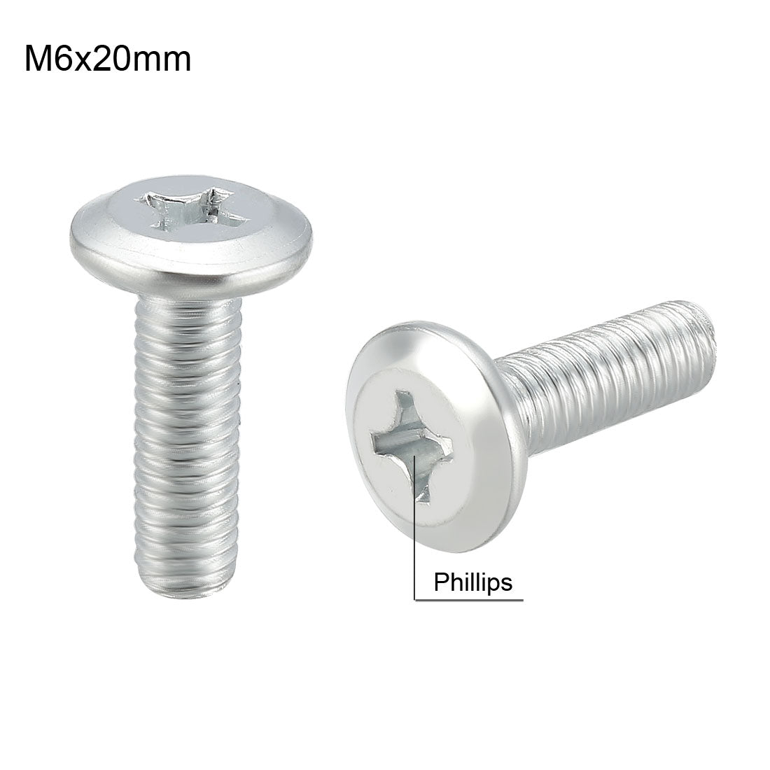 uxcell Uxcell M6x20mm Phillips Head Machine Screws Zinc Plated Cross Screw Leather 20Pcs