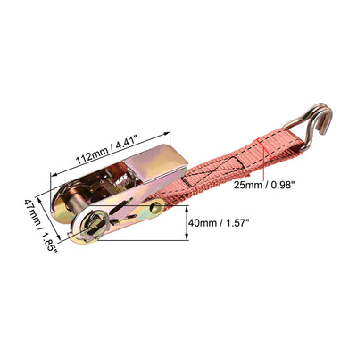 Harfington Ratchet Tie Down Lashing Strap with Double J Hook for Moving Cargo 1pcs