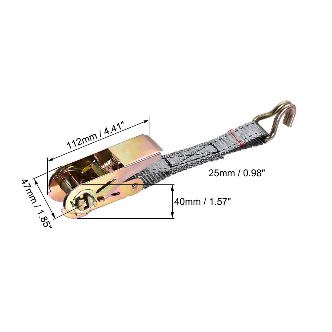 Harfington Ratchet Tie Down Lashing Strap with Double J Hook for Moving Cargo 1pcs