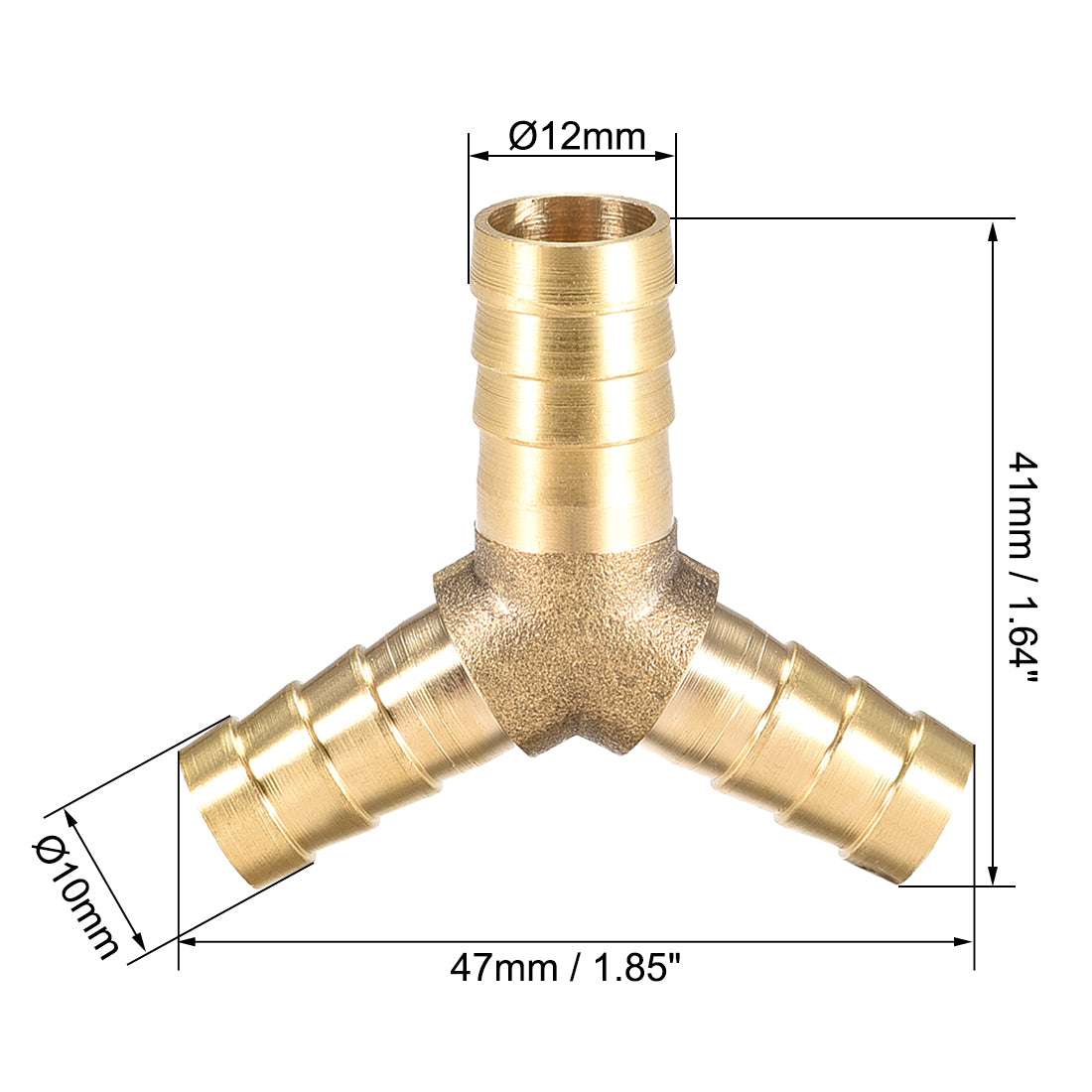 uxcell Uxcell Tee Brass Barb Fitting Reducer Y Shape 3 Way Fit Hose ID 12x10x10mm