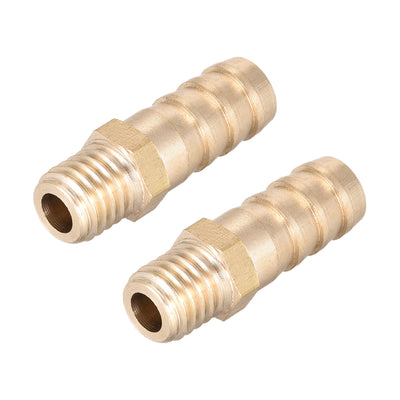 Harfington Uxcell Brass Fitting Connector Metric M10-1.5 Male to Barb Fit Hose ID 10mm 2pcs