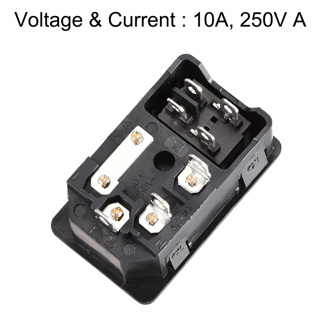 uxcell Uxcell Inlet Module Plug 10A Fuse Switch Male Power Socket 10A 250V 3 Pin IEC320 C14 Black 2pcs