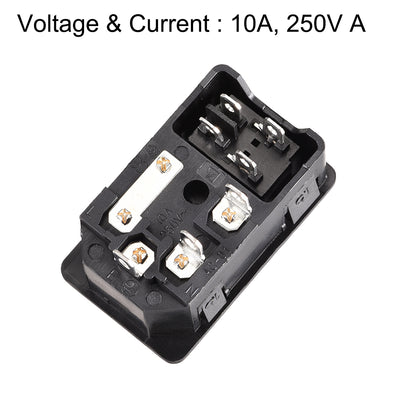 Harfington Uxcell Inlet Module Plug 10A Fuse Switch Male Power Socket 10A 250V 3 Pin IEC320 C14 Black 2pcs