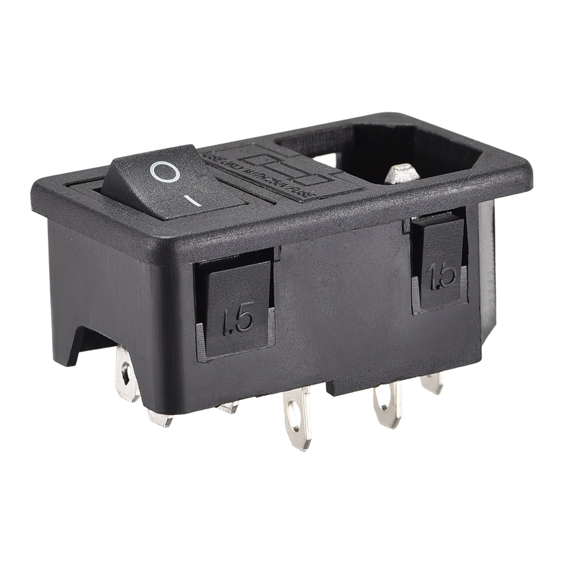 uxcell Uxcell Inlet Module Plug 10A Fuse Switch Male Power Socket 10A 250V 3 Pin IEC320 C14 Black 2pcs