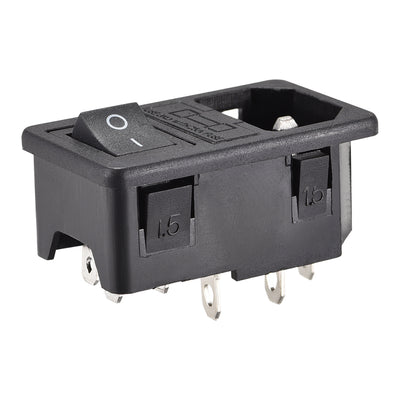 Harfington Uxcell Inlet Module Plug 10A Fuse Switch Male Power Socket 10A 250V 3 Pin IEC320 C14 Black 2pcs