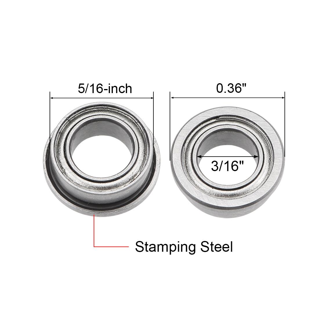 Harfington FR156ZZ Ball Bearings Z2 3/16"x5/16"x1/8" Double Shielded Chrome Steel 10pcs