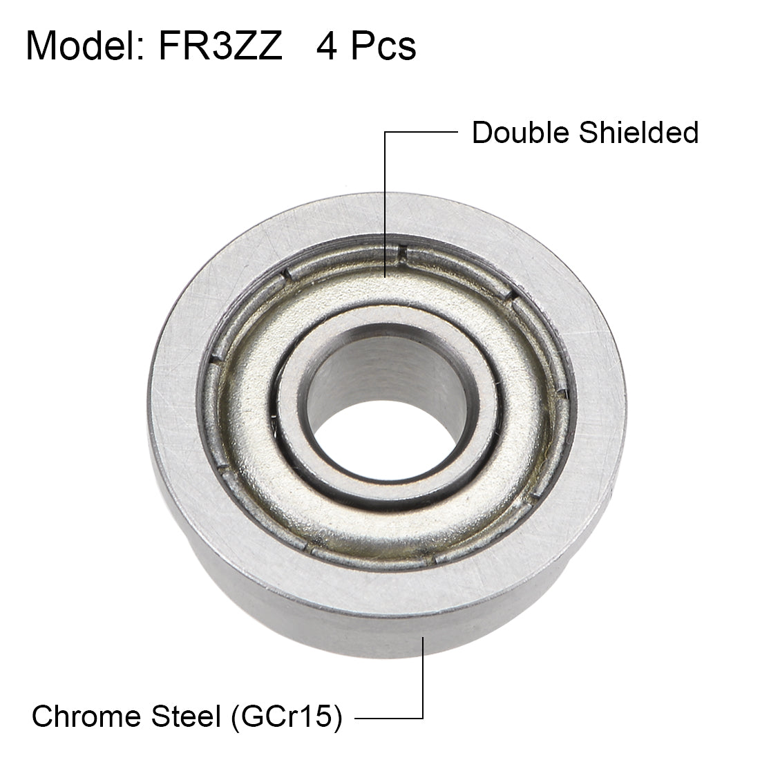 Harfington FR3ZZ Ball Bearings Z2 3/16"x1/2"x0.196" Double Shielded Chrome Steel 4pcs